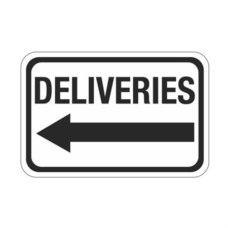 Deliveries Left Arrow Sign 12" x 18"